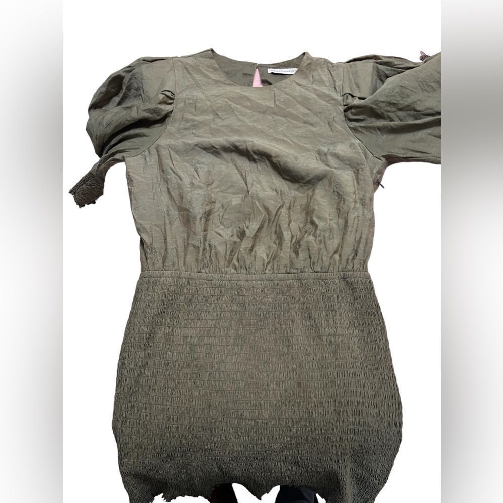 Rebecca Minkoff Geneva Smocked
Puff Sleeve Dress in Army Green large midi - Picture 11 of 16
